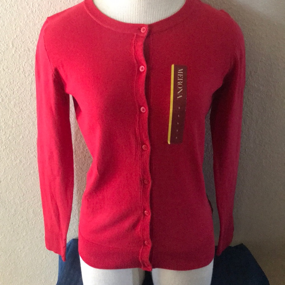 NWT Merona Red Cardigan sz S